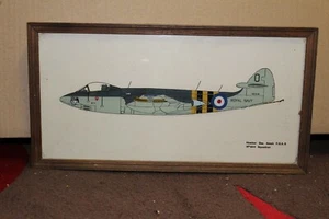 Gemälde auf Glas von Hawker Sea Hawk F.G.A.6 No 804 Squadron signiert von S.Foster - Bild 1 von 3