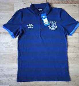 New Everton FC Umbro Striped Blue T Shirt Top Adult Small - Picture 1 of 10