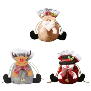 3 Pcs Christmas Drawstring Bag Apples Candy Bag for Wrapping Holiday Gift Cookie - Bild 1 von 8