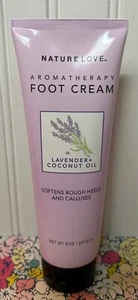 JUMBO SEALED NATURE LOVE AROMATHERAPY FOOT CREAM 8 OZ LAVENDER + COCONUT OIL - Picture 1 of 2