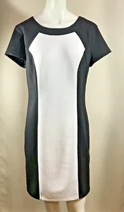 Vestido AB Studio para mujer talla 10 negro blanco lápiz elástico bloques de colores texturizado - Imagen 1 de 4