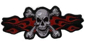 Patch flames skull red 16x6 cm red flame skull patch shirt jacket modern - Picture 1 of 1