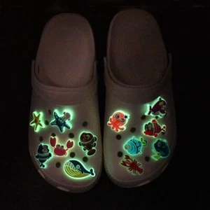 12pc PVC Shoe Charms Sea World Clog Shoes Wristbands Decoration Glowing in Dark - Picture 1 of 15