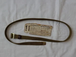 Vtg Soviet Trouser Belt 1987 USSR Surplus Russian Heavy Duty Clothing Mens Khaki - Picture 1 of 12