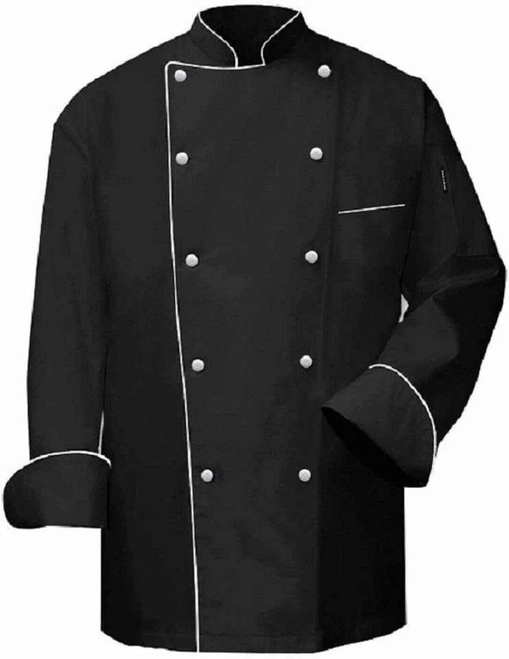 Men's Chef Coat Full Sleeves Double Breasted Jacket Kitchen Cooking Work Uniform - Image 1 of 1
