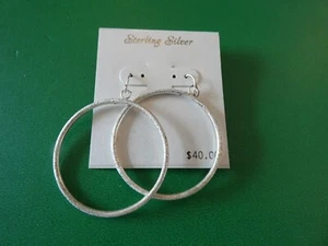 STERLING SILVER HOOP  EARRINGS - Picture 1 of 1