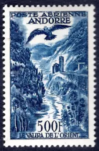 FRANCE ANDORRA 1957 SCOTT #C4 500 FRANCS MINT NEVER HINGED - Picture 1 of 2