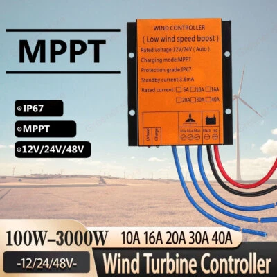 3000W MPPT Power Boost Charge Controller Regulator 12V 24V 48V Wind Turbine USA - Image 1 of 4