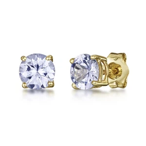 Mujer 9ct Pendientes Oro Amarillo Cristal Tanzanita Engaste Set de 5mm - Imagen 1 de 6