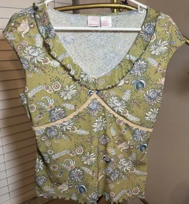 Camiseta sin mangas Xhilaration vintage Y2K talla L cachemira funky volantes Fairycore Foto 1 de 4