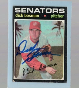 Autographed Dick Bosman Senators Topps 1971 Signed - Picture 1 of 1