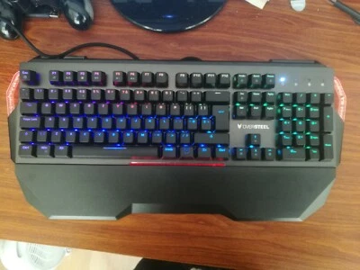 USB PC RGB Custom Mechanical Keyboard Red Kailh Switch UK layout wristrest box - Image 1 of 4