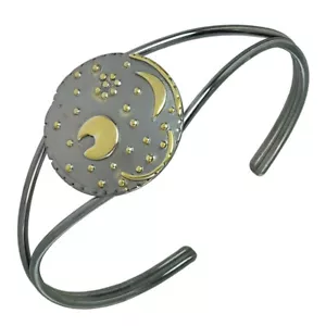 Brazalete disco celeste de Nebra plata 925 chapado en oro símbolo joyería NUEVO - Imagen 1 de 4