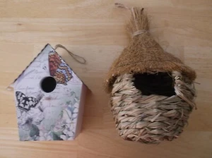 Woven Straw Grass Hummingbird House & Decorative Bird Box - Picture 1 of 5