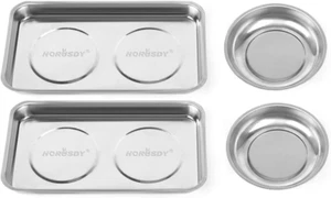 HORUSDY 4-Piece Large Magnetic Parts Tray Set, Stainless Steel Heavy Duty 9.5" W - Picture 1 of 12