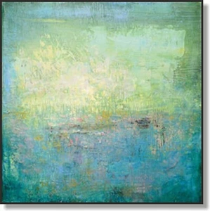 Abstract Painting in Multicolored, Light Blue and Yellow - Picture 1 of 7