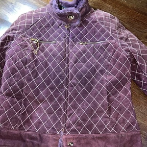 BABY PHAT Quilted  Leather Velvet Suede Jacket w/ Faux Fur Lined Hip Hop Y2K VTG - Picture 1 of 17