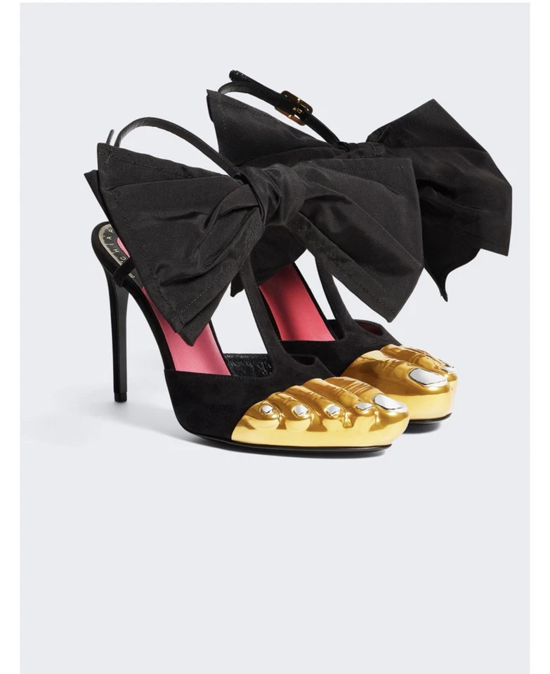 Elsa Schiaparelli stiletto high heel fashion shoes metal toe pointed sandal new - Image 1 of 1