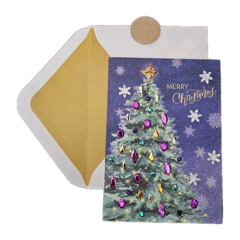 Papyrus Holiday Card Embossed Christmas Ornaments with seal 7" "