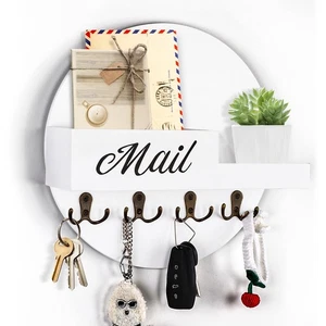 Key and Mail Holder for Wall, Decorative Key Holder with Shelf, Mail Organize... - Picture 1 of 6