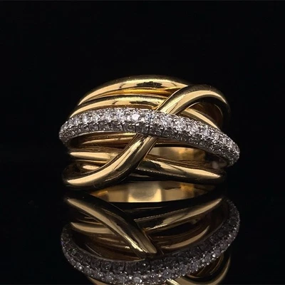 Banda cruzada de diamantes Roberto Coin oro de 18 quilates Foto 1 de 4