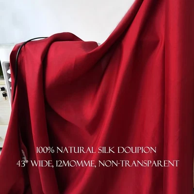 43'' Wide Burgundy Doupion Silk Material Soft Bridal Fabric Natural Silk Dupioni - Image 1 of 4