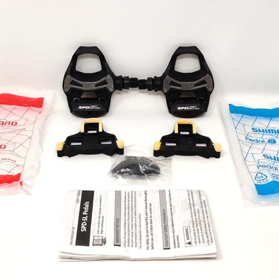 New Shimano PD-R550L SPD-SL Road Bike Pedals Clipless w/ SM-SH11 Cleats Black - Image 1 of 4