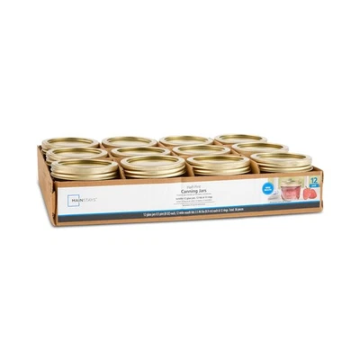 Mainstays Small 8 oz Mason Jars 12pk, Wide Mouth Half Pint Canning Jars and Lids - Image 1 of 4