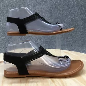 Arizona Damen-Sandalen 9 M Gogo Riemen-Flats schwarz Kunstleder Freizeit Zehensteg - Bild 1 von 11