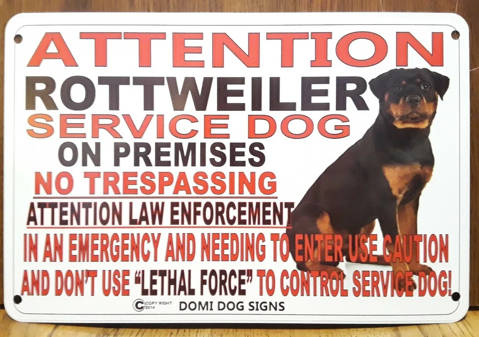 Letrero Rottweiler de servicio de atención de metal para valla, cuidado con perro 8"x12" Rotti  Foto 1 de 1