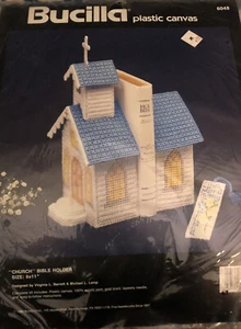 Vintage Bucilla Plastic Canvas Kit Church Bible Holder Book Ends Sealed #6048 - Picture 1 of 3