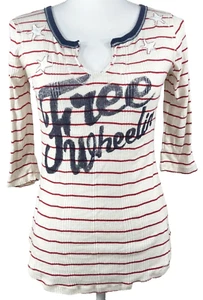 Camiseta Top Free People We The Free Rayas Cuello en V Media Manga Talla Extra Pequeña - Imagen 1 de 7
