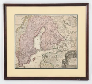 Engraved and Hand-Colored Map Kingdom of Sweden, Johann Baptist Homann, 18th C - Picture 1 of 7