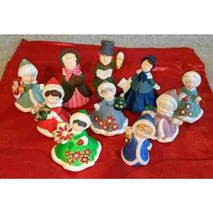 Christmas Carolers Dolls Figurines Lot of 10 - 3.5" to 4.75" High w/ 17.5" Cloth - Picture 1 of 11