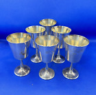 Goblet Set x 6 EPNS Silver Plated Nickel Etched Vintage Elegant Cordial Cups