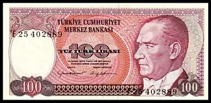 Turkey 100 Lira P 194b 1984 * ATATURK *** Serie : F 25 *** BANKNOTE - Picture 1 of 2