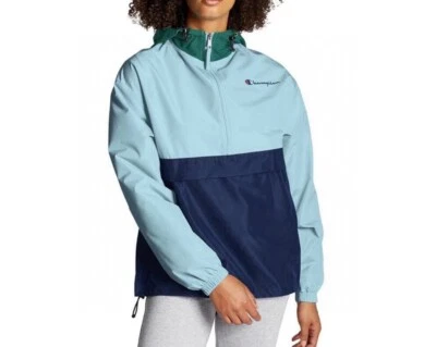 NWT Champion Packable Windbreaker Pullover Track Jacket Women's Size M Blue - Image 1 of 3