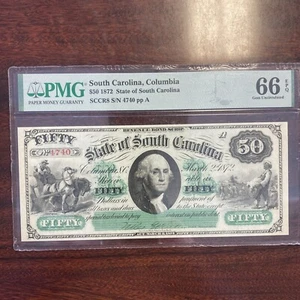 1872 $50 State of South Carolina Columbia, SC PMG 66 EPQ - Picture 1 of 2