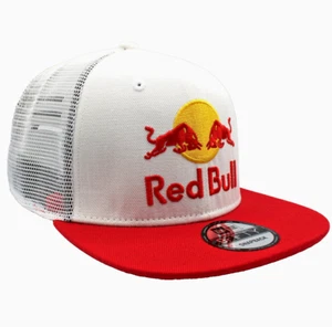 White & Red Flat Brim Trucker Cap. Red Undervisor. BMX. Motocross. MotoGP. - Picture 1 of 11