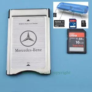 Adattatore da PCMCIA A SD SDHC CARD per Mercedes-Benz+SanDisk 16G 4K UHD Card+Lettore - Foto 1 di 12