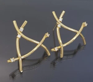 18 Karat Gold gefüllt atemberaubend italienisch filigran Diamant 18 Karat GF Ohrringe 25 mm - Bild 1 von 9