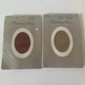 Vtg Christian Dior Lot of 2 Diorissimo Plum Taupe Ultra Sheer Pantyhose Size 2 - Picture 1 of 11