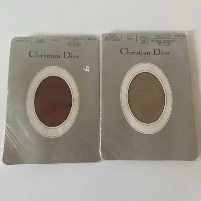 De Colección Christian Dior Lote de 2 Pantimedias Diorissimo Ciruela Taupe Ultra Transparente Talla 2 Foto 1 de 4