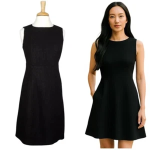 Adrienne Vittadini Little Black Dress Size 8 Sleeveless Lined Zip Wool $158 New - Picture 1 of 8