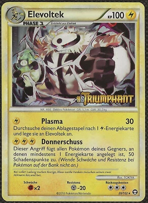 Pokemon ELEVOLTEK 20/102 HS Triumphant Prerelease Promo German Electivire NM - Bild 1 von 2