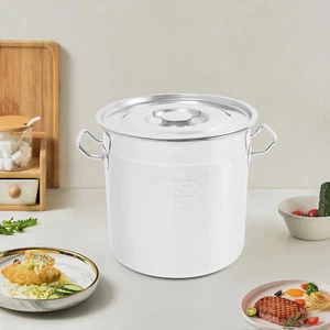 Olla grande de acero inoxidable de 12 L con tapa - Imagen 1 de 15