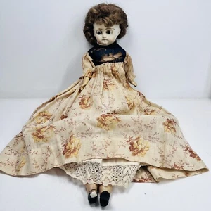 Antike Pappmaché Puppe Glasaugen Stroh Stoffkörper 20" gruselig alt Vintage - Bild 1 von 24