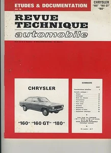 (35A) REVUE TECHNIQUE AUTOMOBILE CHRYSLER 160 160 GT 180 - Picture 1 of 1