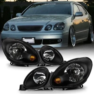 For 1998-2005 Lexus GS300 GS400 Onyx Black Housing Halogen Headlights Pair Set - Bild 1 von 7