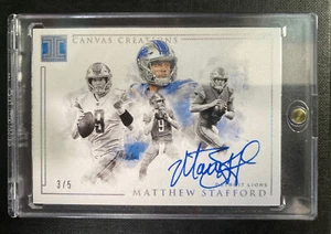 Panini Impeccable Matthew Stafford Canvas Creations 2019 autógrafo plateado 3/5 - Imagen 1 de 2